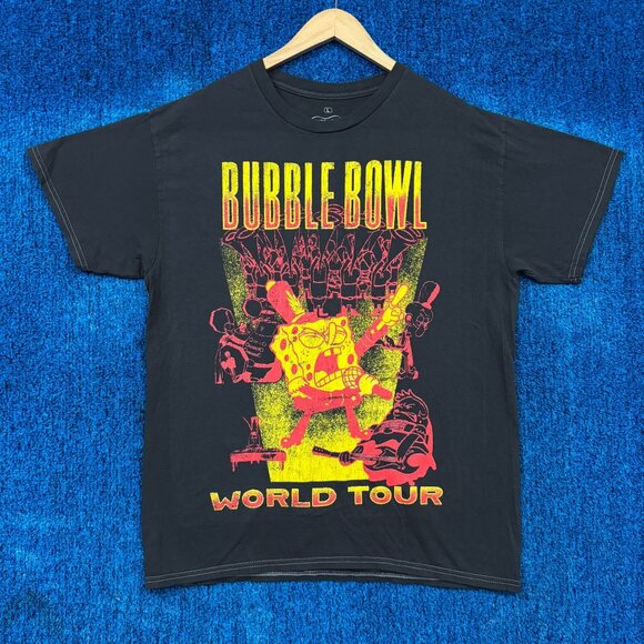 SpongeBob SquarePants “Bubble Bowl World Tour” Graphic T-Shirt Size Large - Picture 1 of 4
